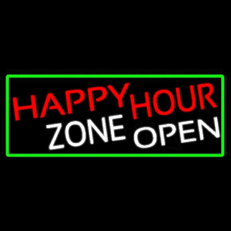 Happy Hour Zone Open With Green Border Neonkyltti