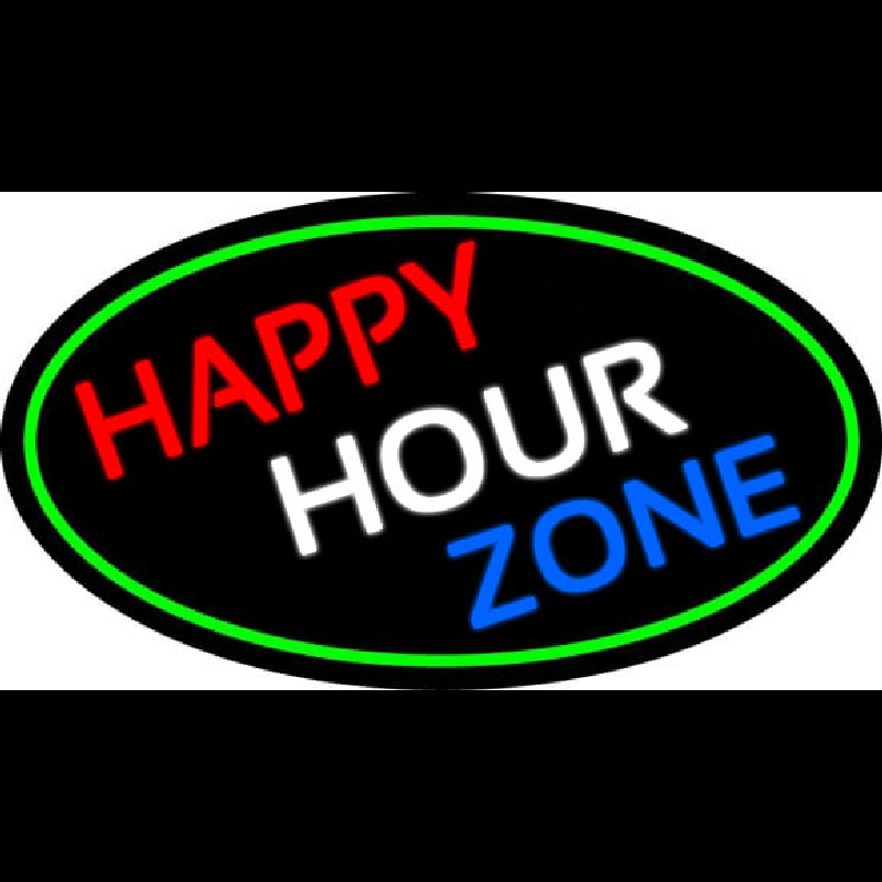 Happy Hour Zone Oval With Green Border Neonkyltti