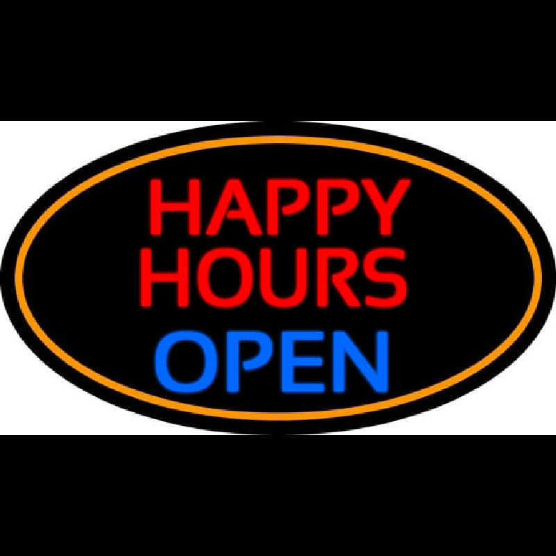 Happy Hours Open Oval With Orange Border Neonkyltti
