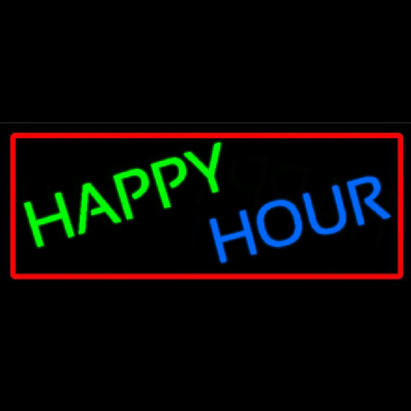 Happy Hours With Red Border Neonkyltti