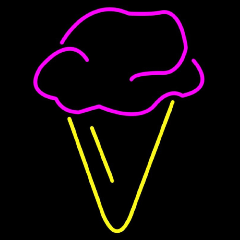 Hard Ice Cream In Pink With Yellow Cone Neonkyltti