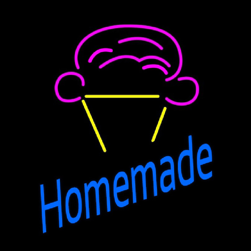 Homemade With Ice Cream Cone Logo Neonkyltti