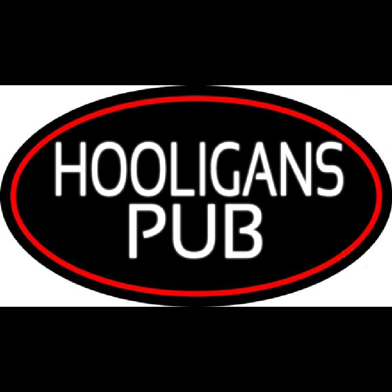 Hooligans Pub Oval With Red Border Neonkyltti