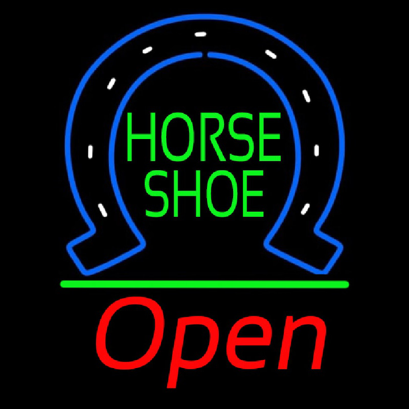Horseshoe Open With Green Line Neonkyltti