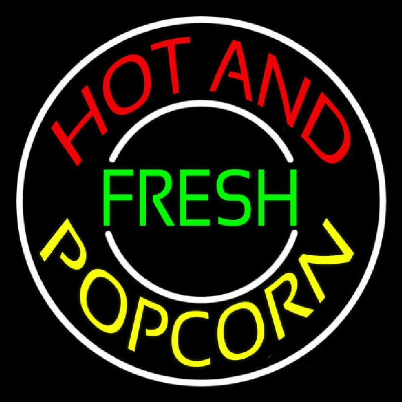 Hot And Fresh Popcorn With Border Neonkyltti