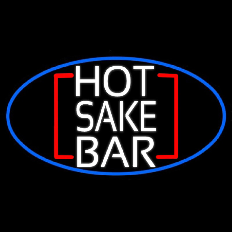 Hot Sake Bar Oval With Blue Border Neonkyltti