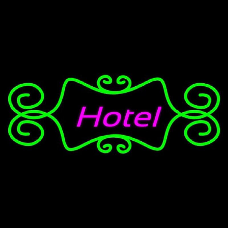 Hotel With Green Art Border Neonkyltti