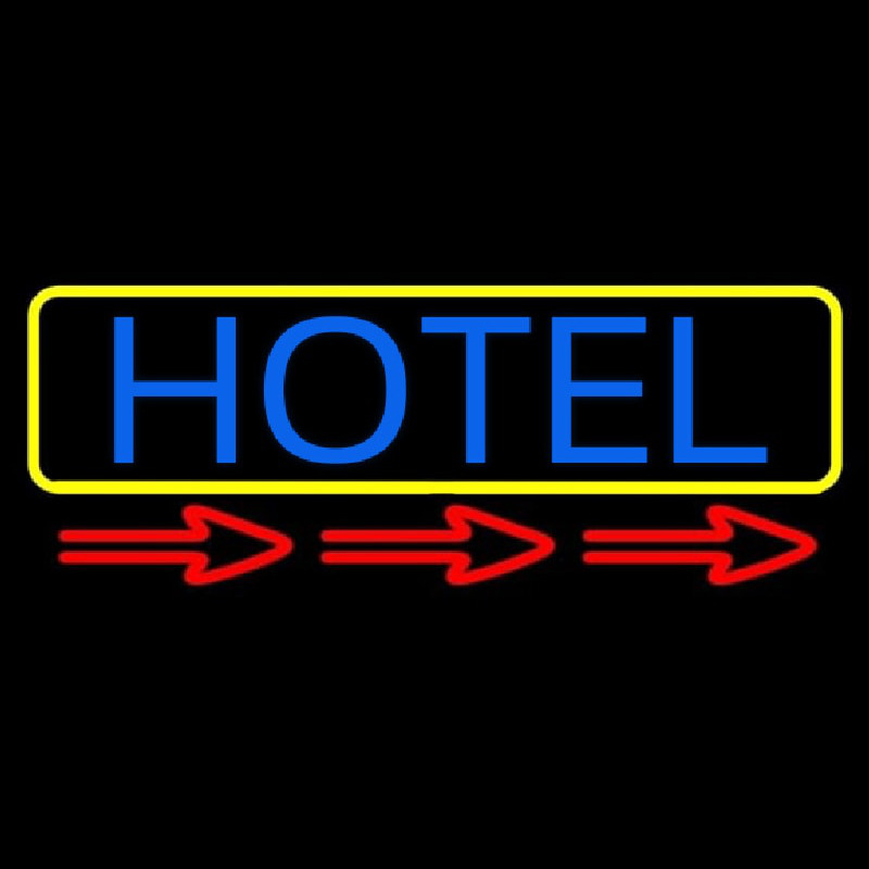 Hotel With Yellow Border Neonkyltti