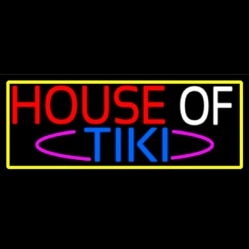 House Of Tiki With Yellow Border Neonkyltti