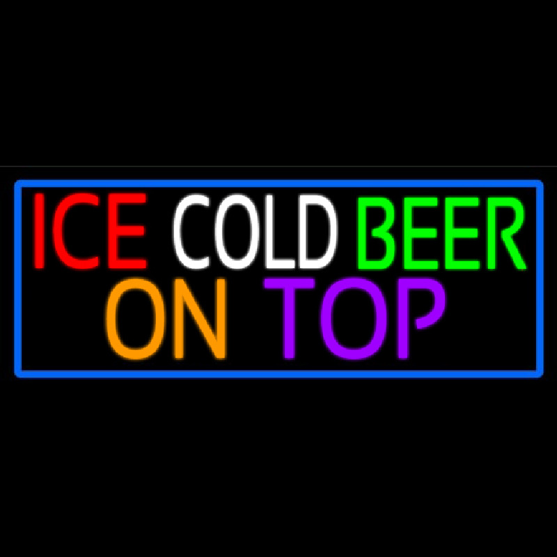 Ice Cold Beer On Top With Blue Border Neonkyltti
