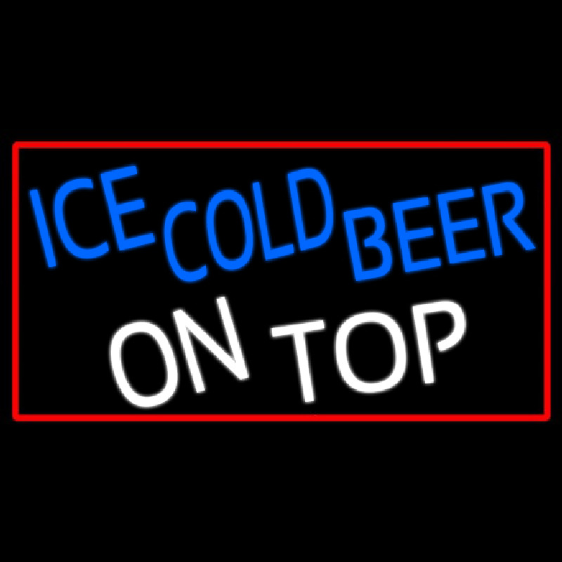 Ice Cold Beer On Top With Red Border Neonkyltti