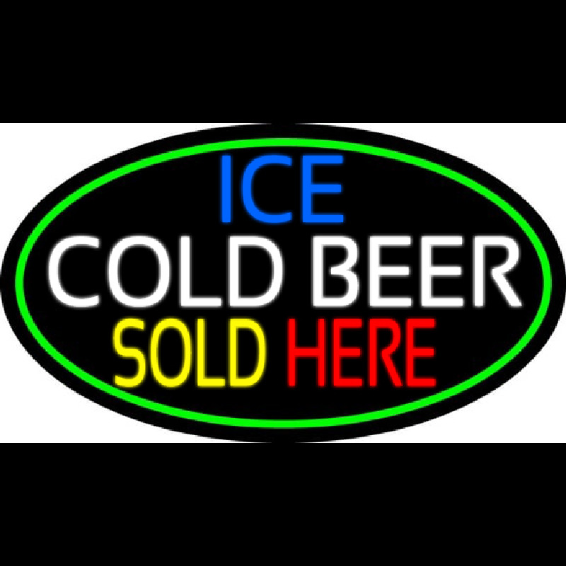 Ice Cold Beer Sold Here With Green Border Neonkyltti