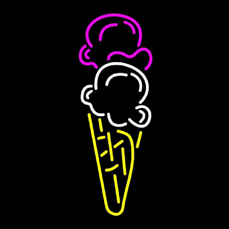 Ice Cream Cone Double Scoop Logo Neonkyltti