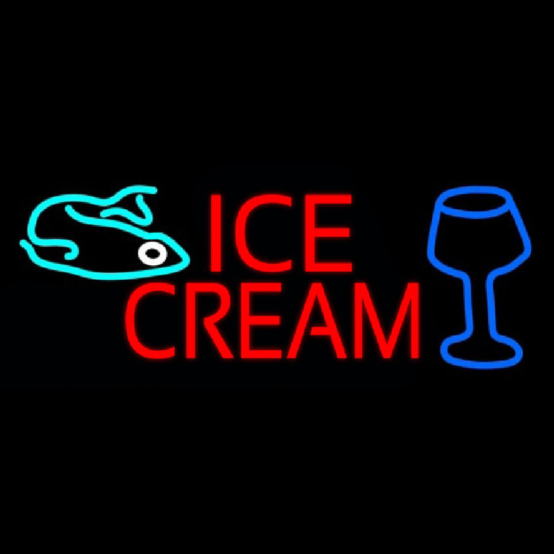 Ice Cream Glass N Fish Neonkyltti