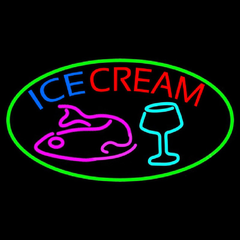 Ice Cream Glass N Fish Neonkyltti