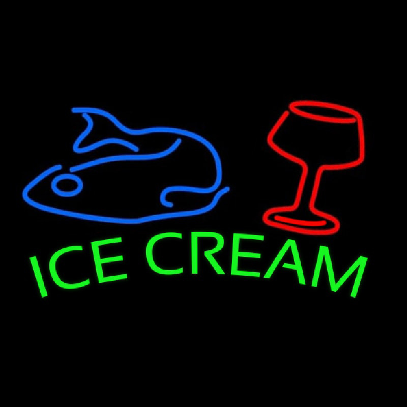 Ice Cream Glass N Fish Neonkyltti