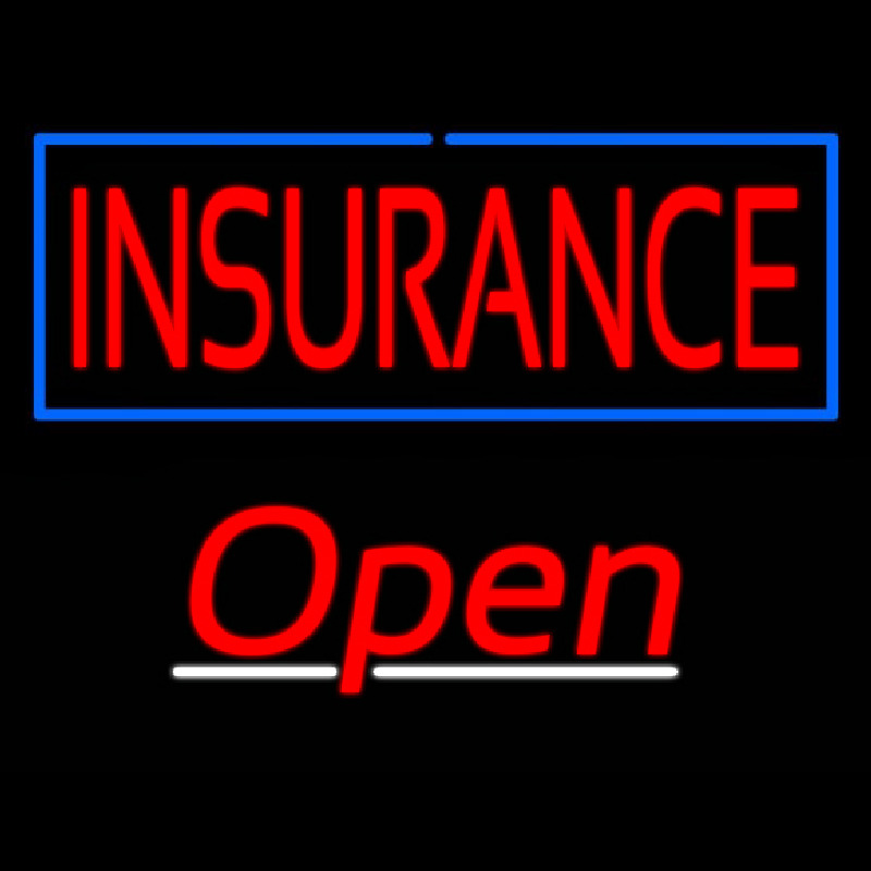 Insurance Blue Border Open Neonkyltti