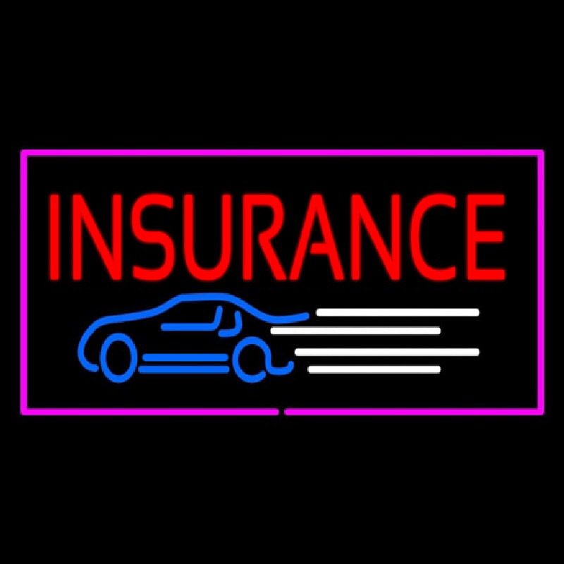 Insurance Car Logo Pink Border Neonkyltti