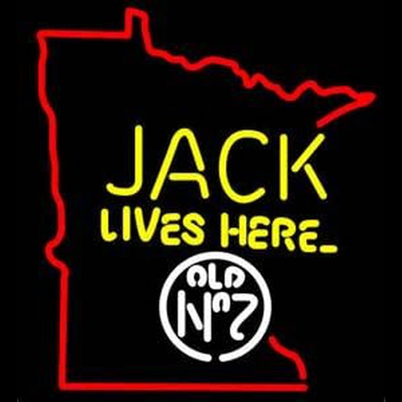 Jack Daniels Jack Lives here Minnesota Whiskey Neonkyltti