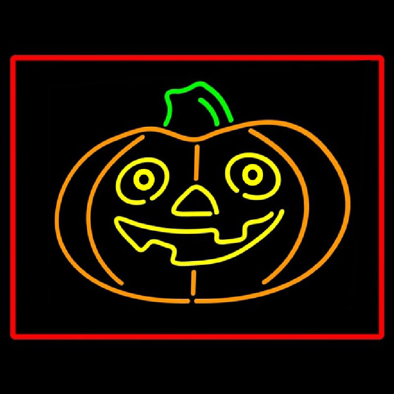 Jack O Lantern Pumkin With Red Border Neonkyltti