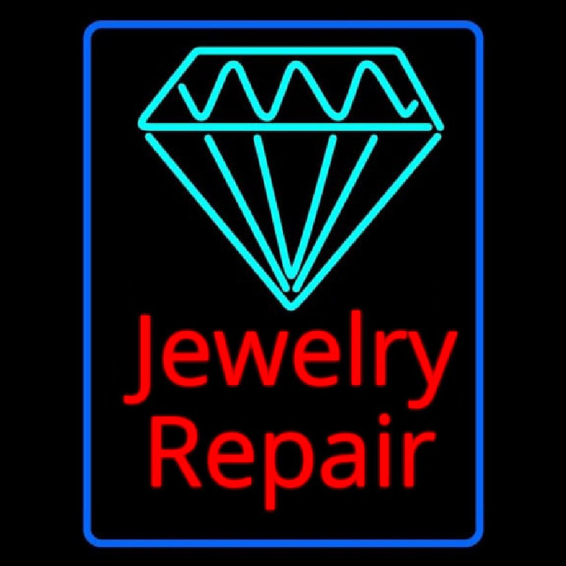 Jewelry Repair Cursive Blue Border Neonkyltti