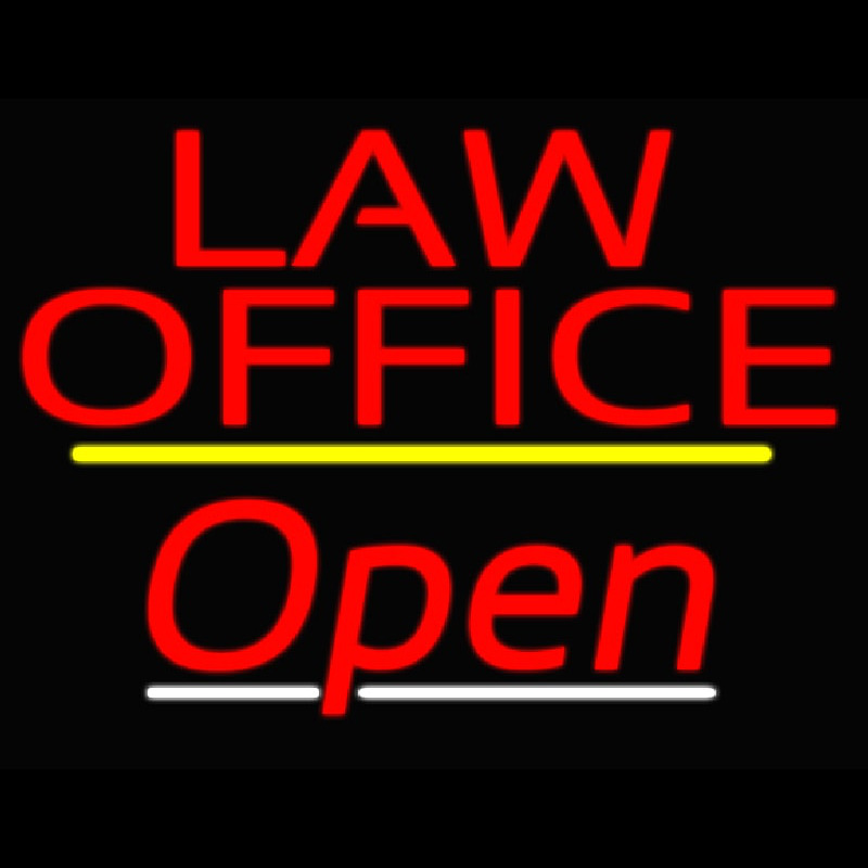 Law Office Open Yellow Line Neonkyltti