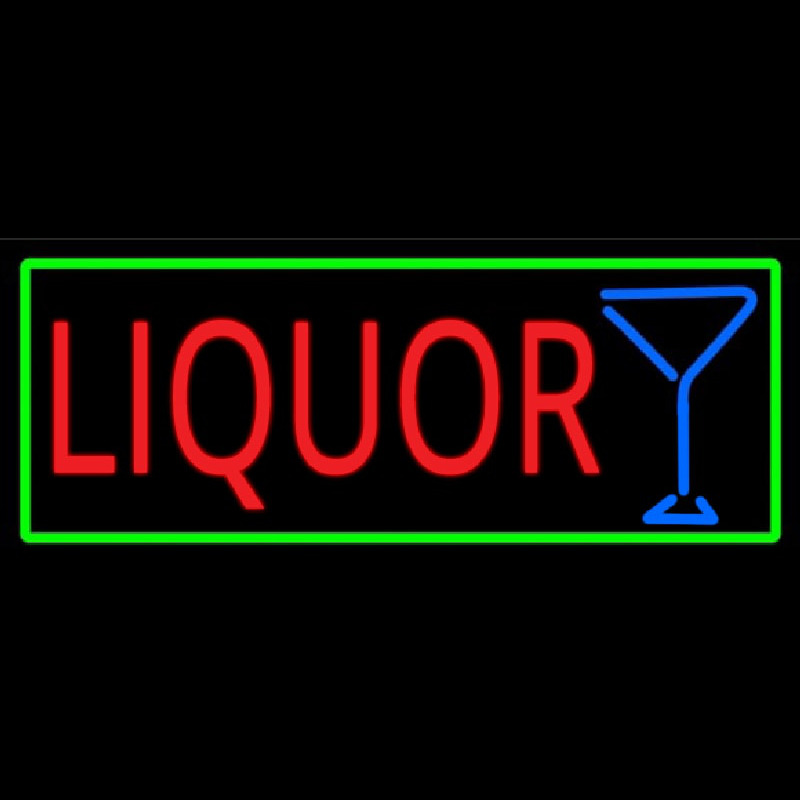 Liquor And Martini Glass With Green Border Neonkyltti