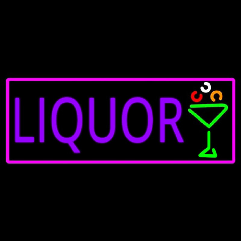 Liquor And Martini Glass With Pink Border Neonkyltti
