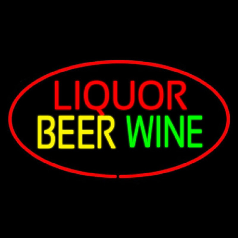 Liquor Beer Wine Oval Red Neonkyltti