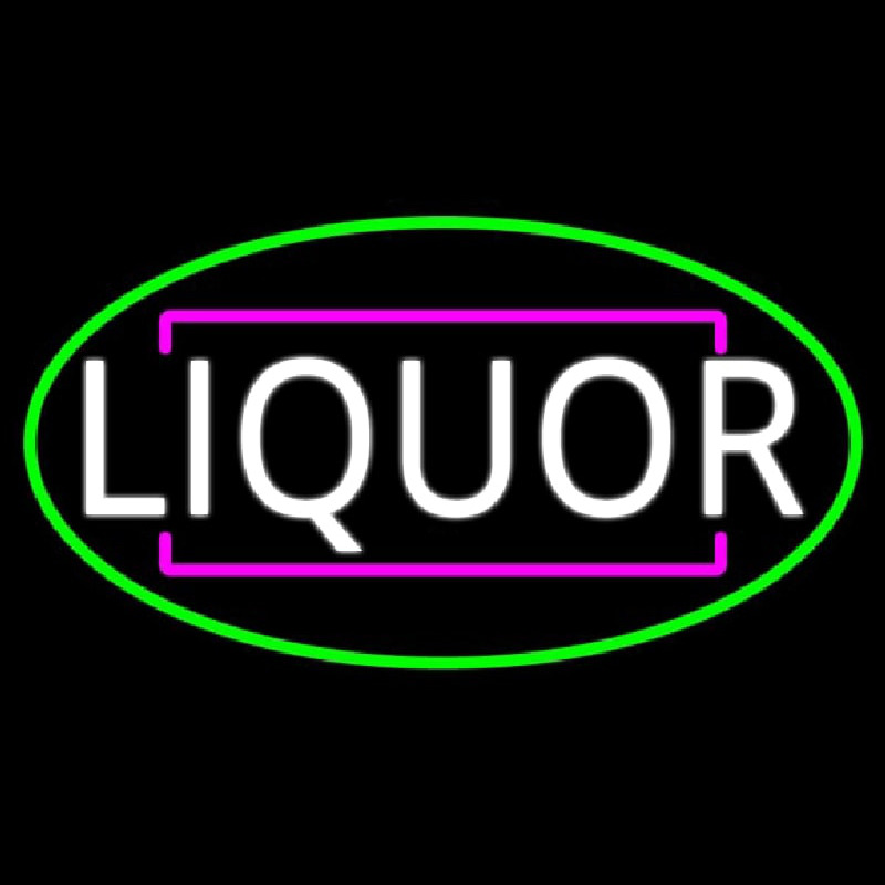 Liquor Oval With Green Border Neonkyltti