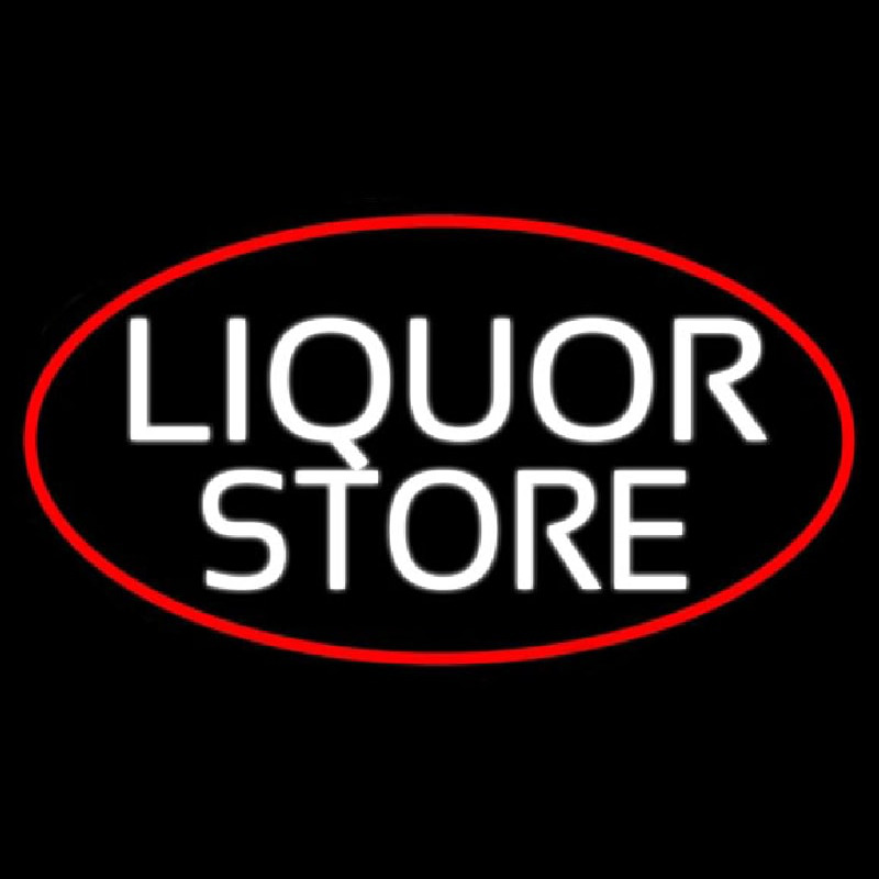 Liquor Store Oval With Red Border Neonkyltti