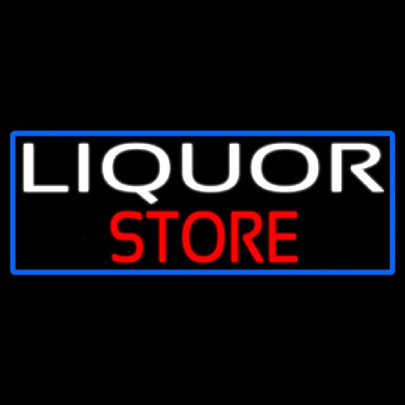 Liquor Store With Blue Border Neonkyltti