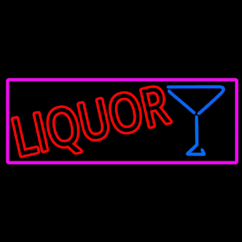 Liquor With Martini Glass With Pink Border Neonkyltti
