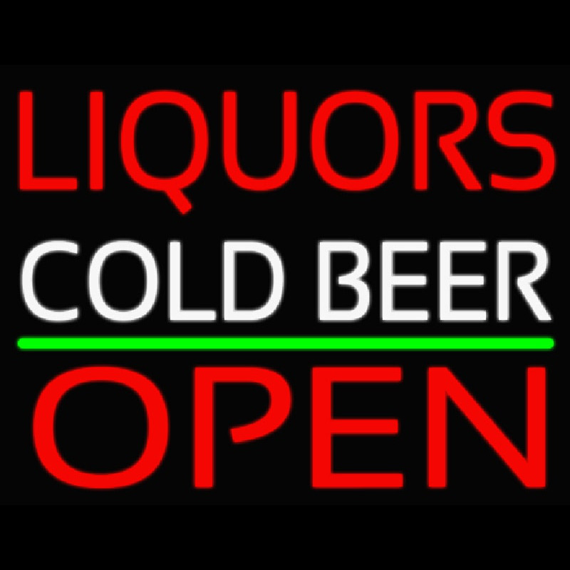 Liquors Cold Beer Open 1 Neonkyltti
