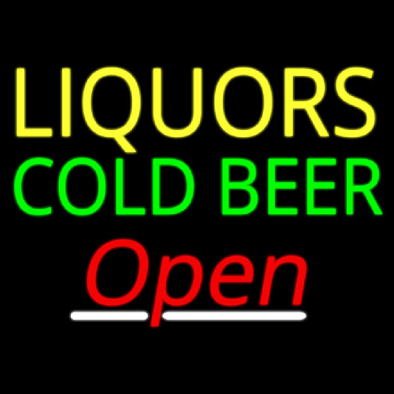 Liquors Cold Beer Open 2 Neonkyltti