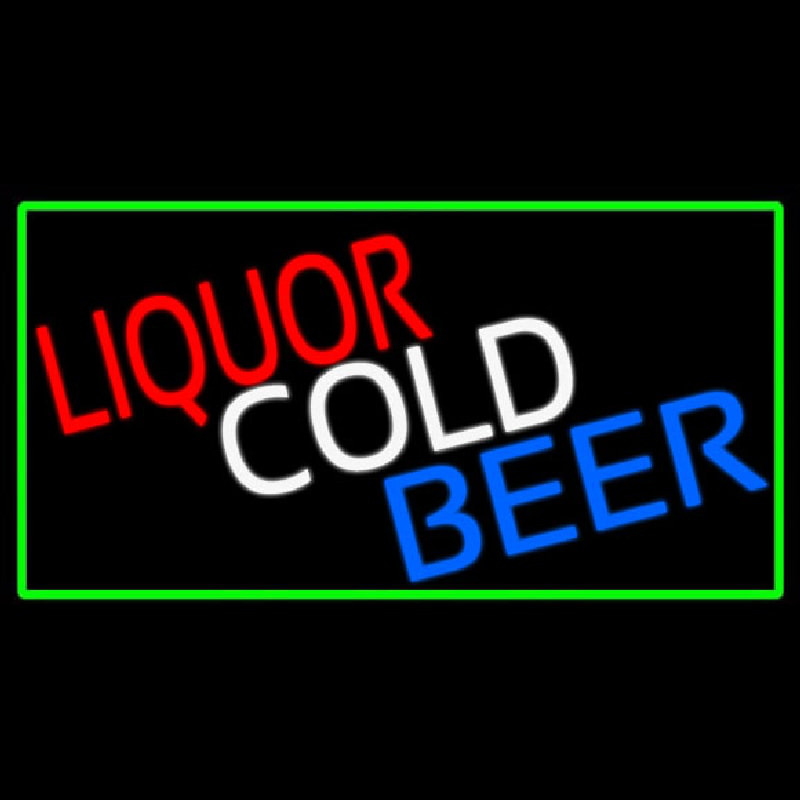 Liquors Cold Beer With Green Border Neonkyltti