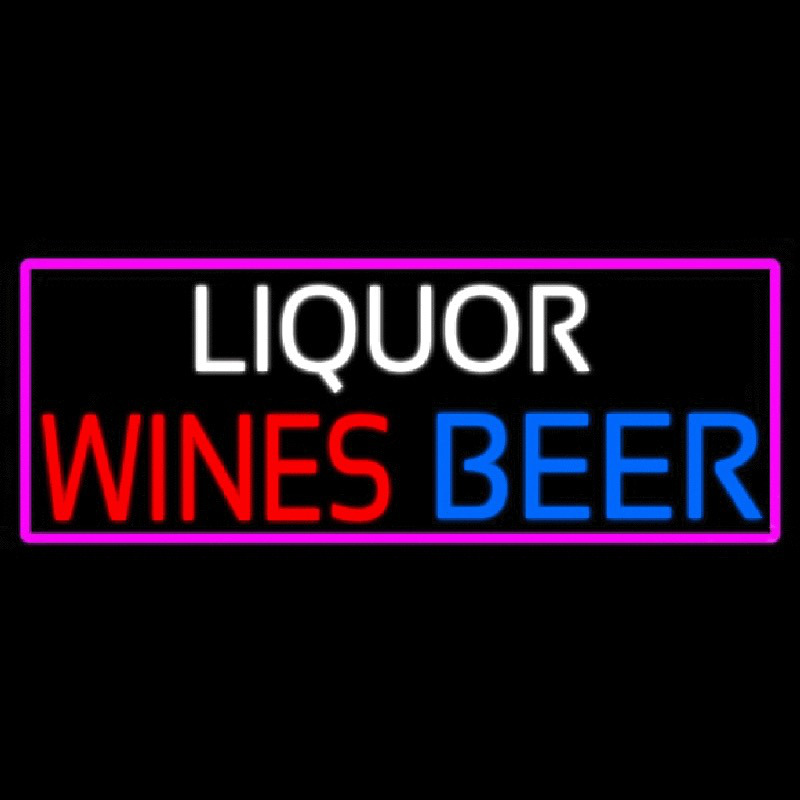 Liquors Wines Beer With Pink Border Neonkyltti