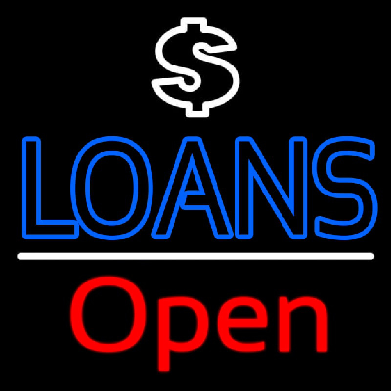 Loans With Dollar Logo Open Neonkyltti