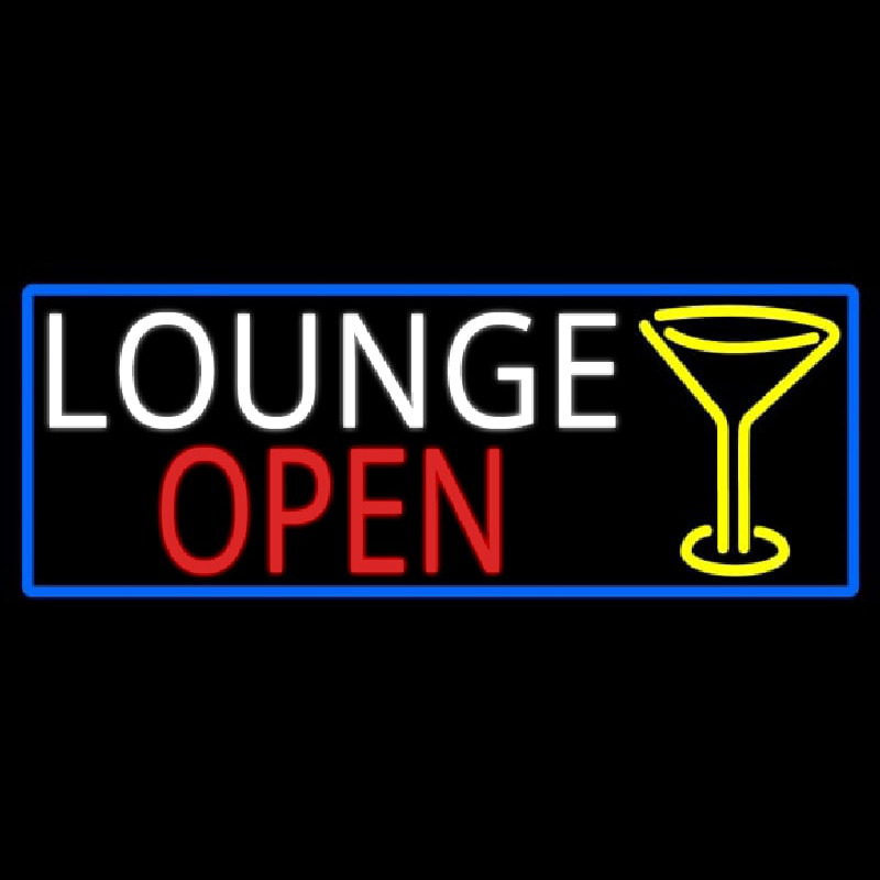 Lounge And Martini Glass Open With Blue Border Neonkyltti
