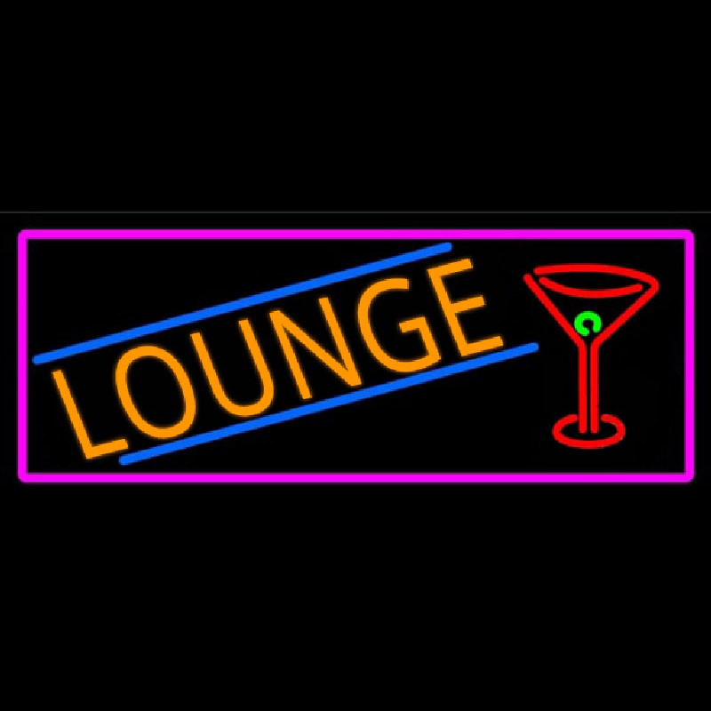 Lounge And Martini Glass With Pink Border Neonkyltti