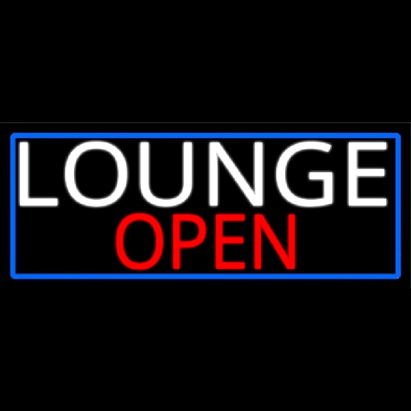 Lounge Open With Blue Border Neonkyltti