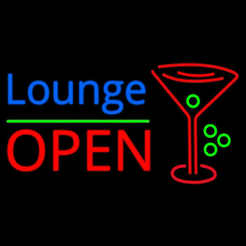 Lounge With Martini Glass Open 1 Neonkyltti