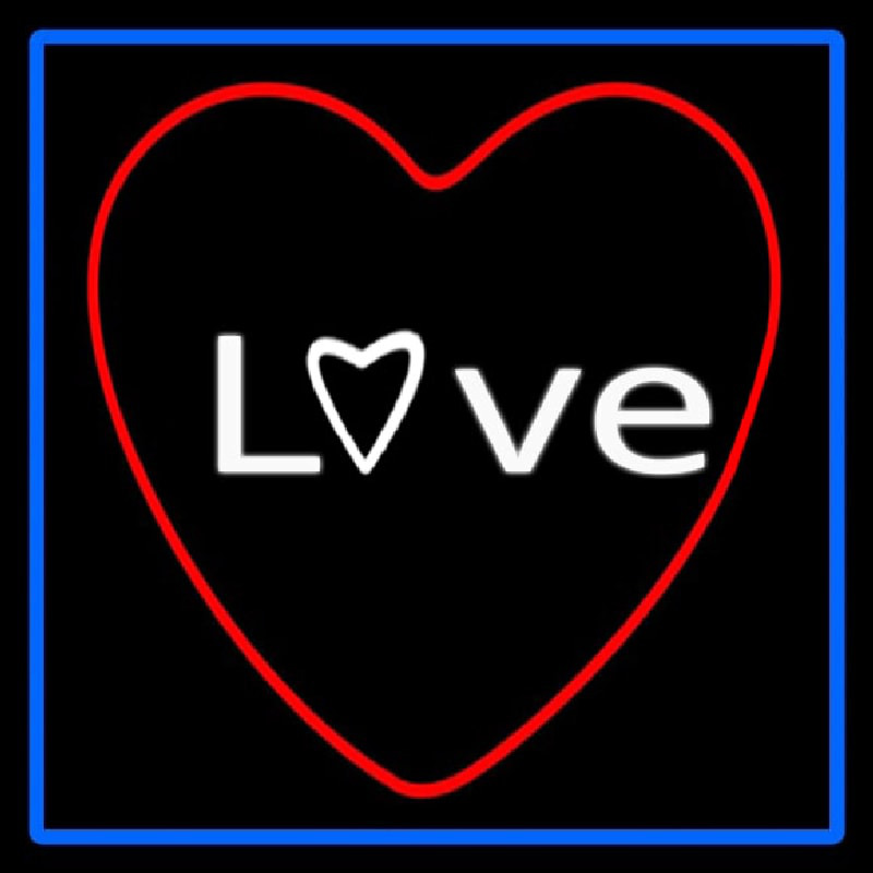 Love Red Heart With Blue Border Neonkyltti