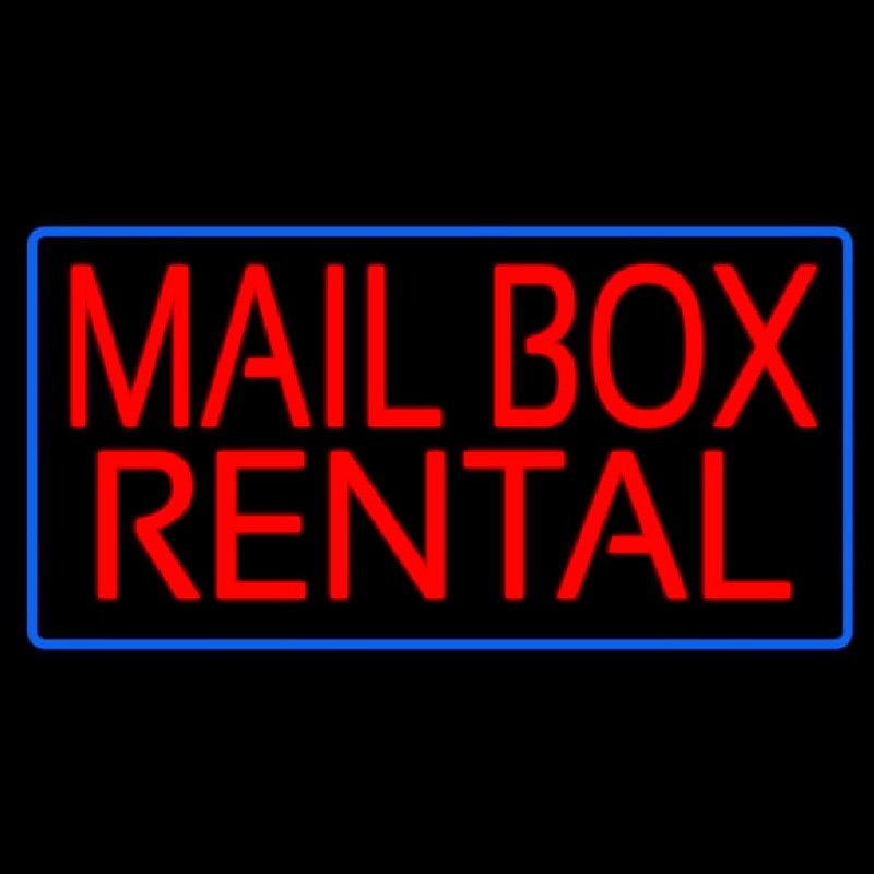 Mail Bo  Rental Blue Border Neonkyltti