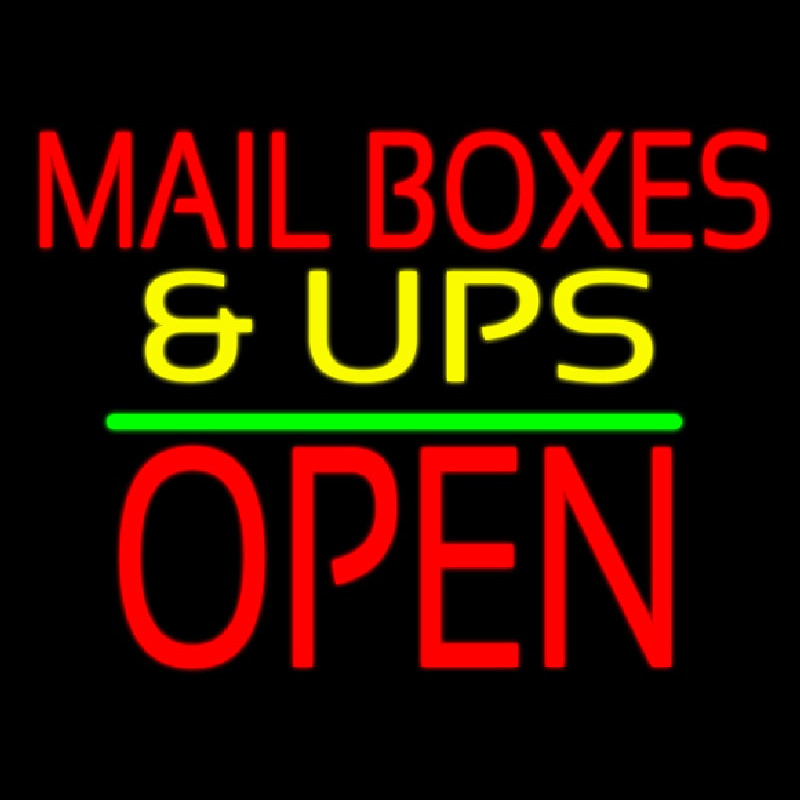 Mail Bo es And Ups Open Block Green Line Neonkyltti