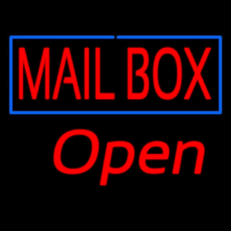 Mailbo  Blue Border Open Neonkyltti