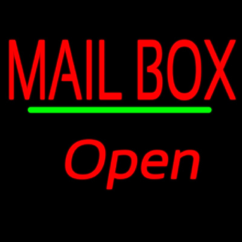 Mailbo  Open Green Line Neonkyltti