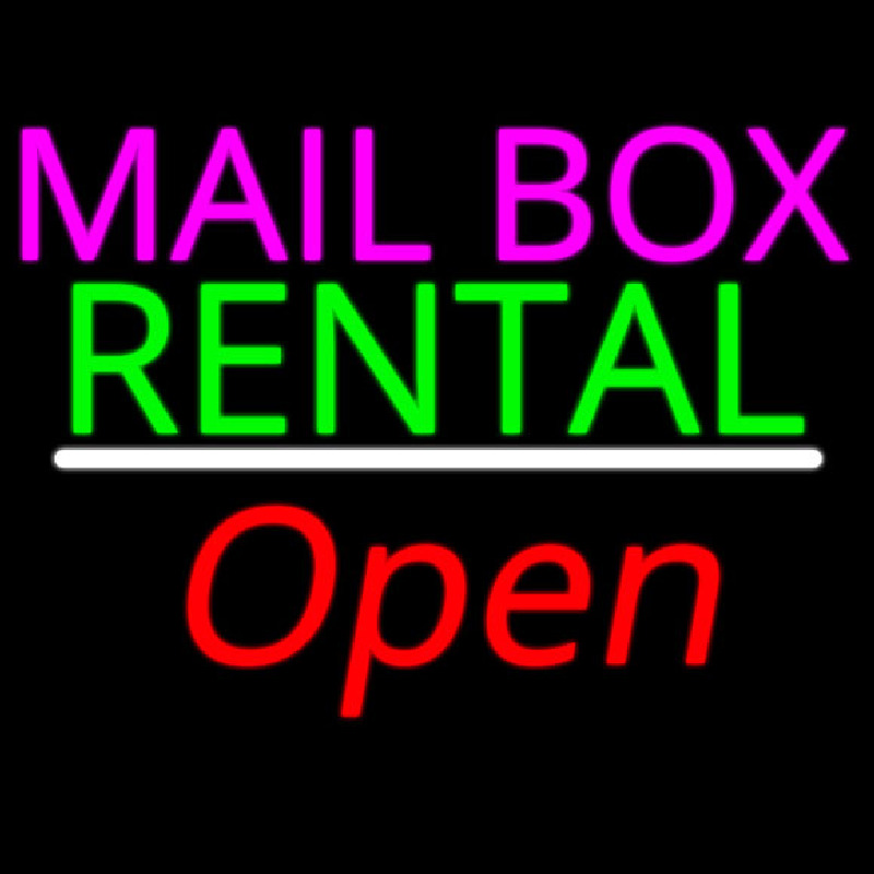 Mailbo  Rental Open White Line Neonkyltti