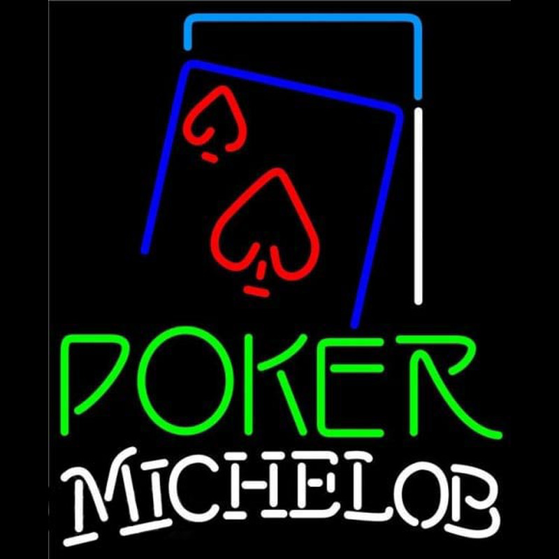 Michelob Green Poker Red Heart Beer Sign Neonkyltti