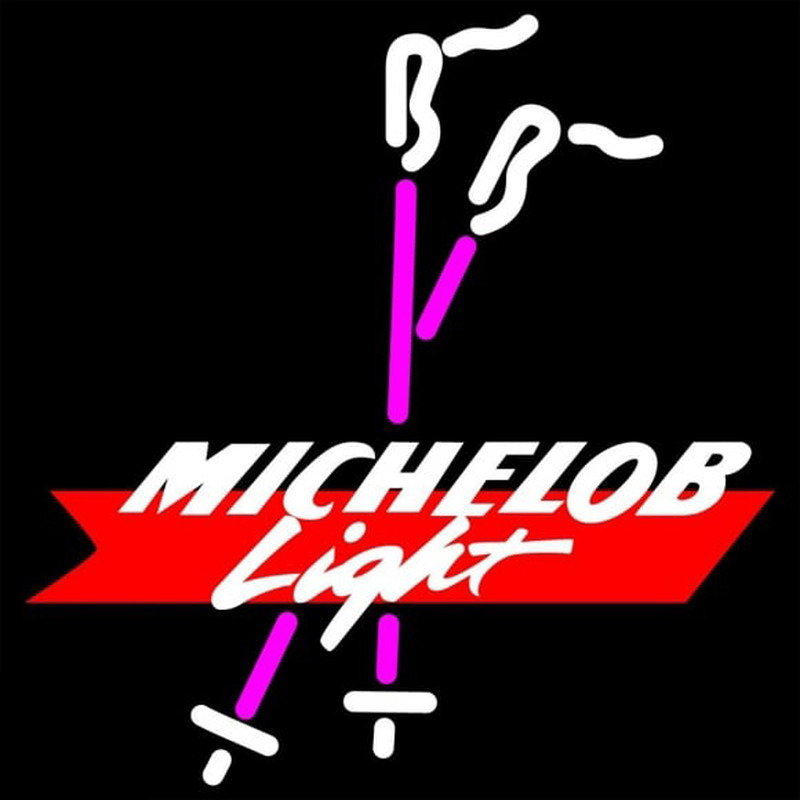 Michelob Light Ski Poles Beer Sign Neonkyltti